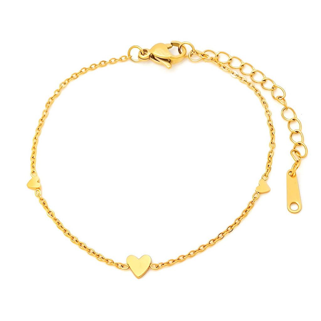 Gold-Plated Stainless Steel Heart Bracelet
