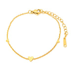 Gold-Plated Stainless Steel Heart Bracelet