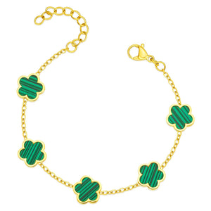 Gold-Plated Stainless Steel Clover Bracelet