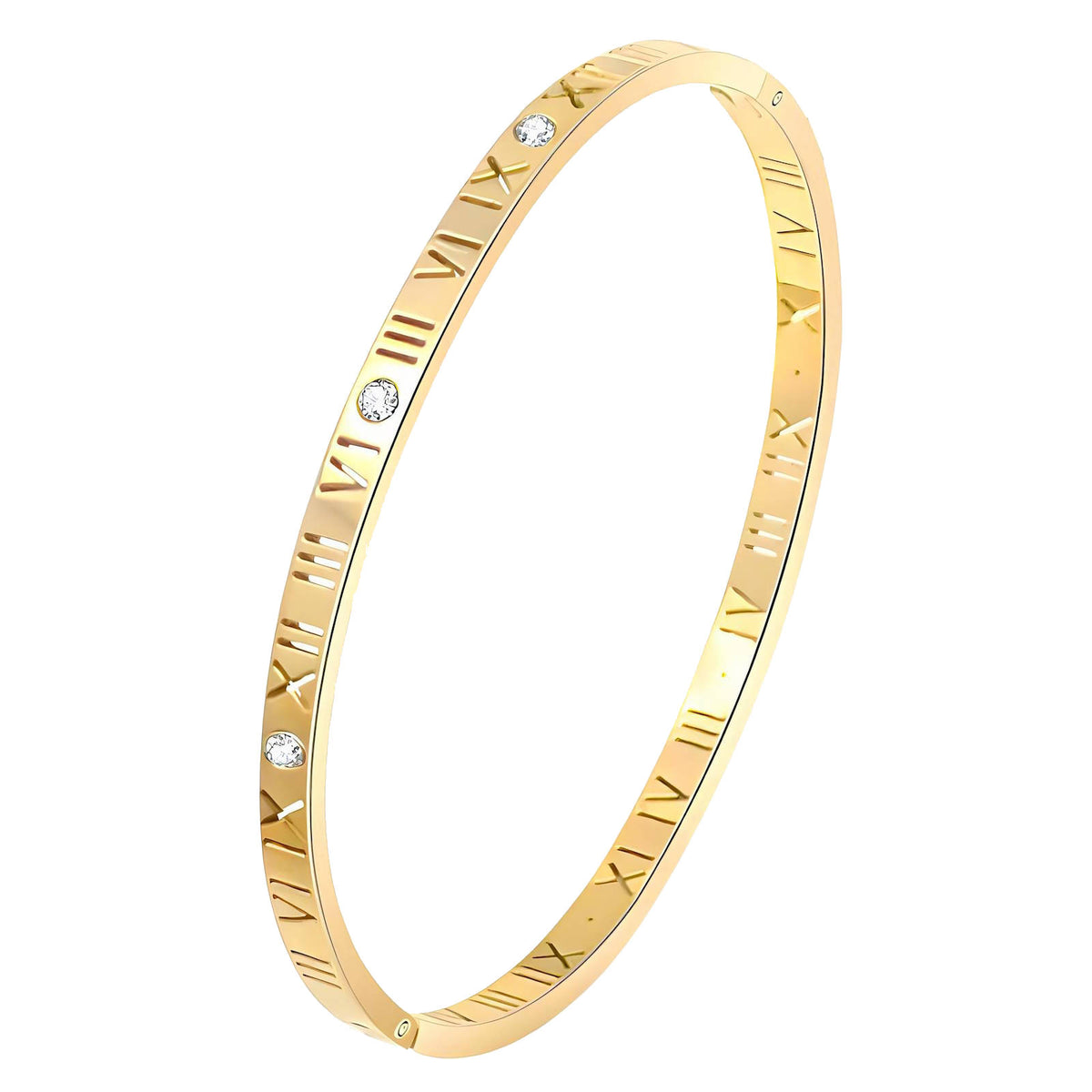 Roman Numeral Bangle | 18K Gold