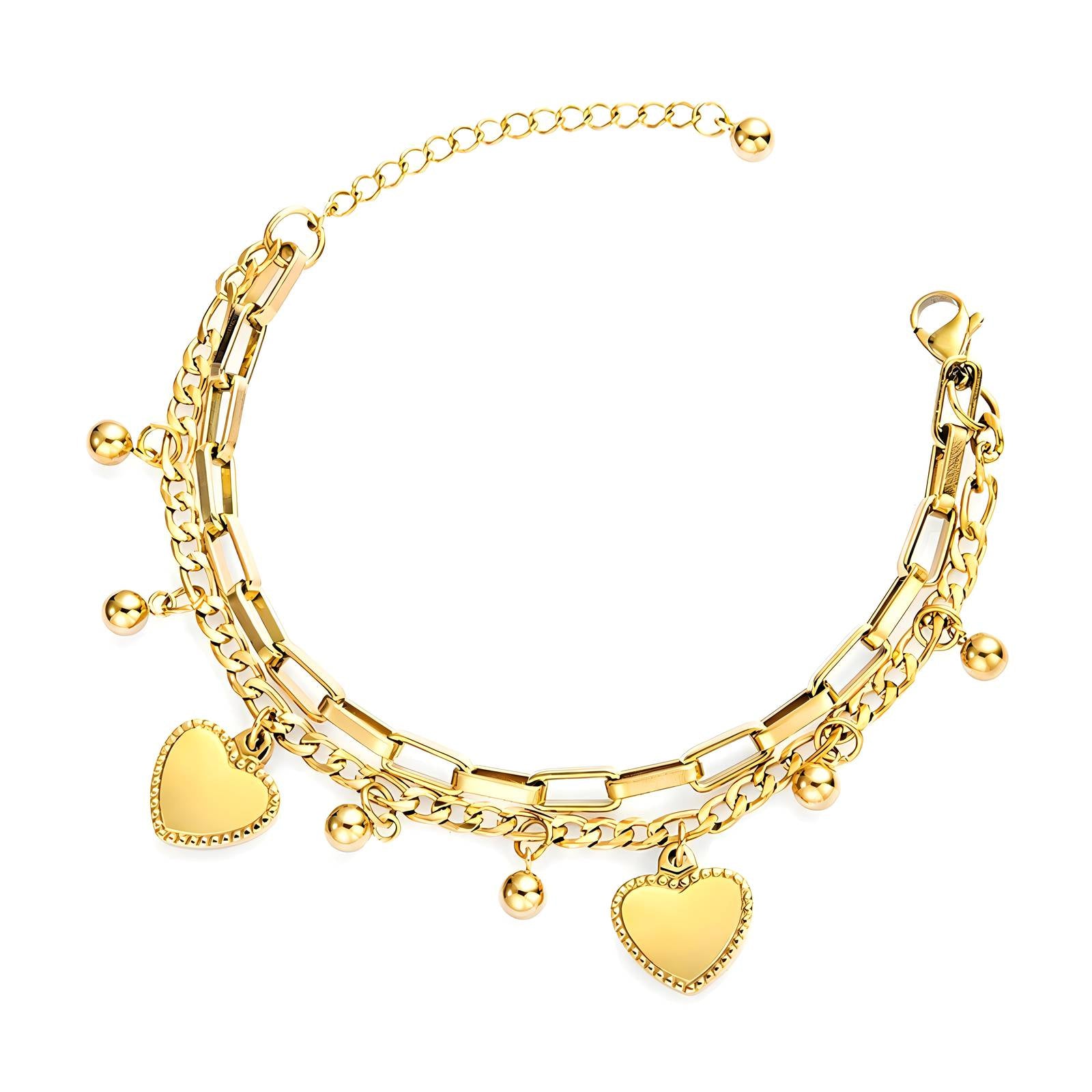 Gold-Plated Stainless Steel Charm Bracelet