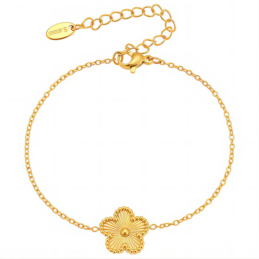 Gold-Plated Stainless Steel Flower Bracelet
