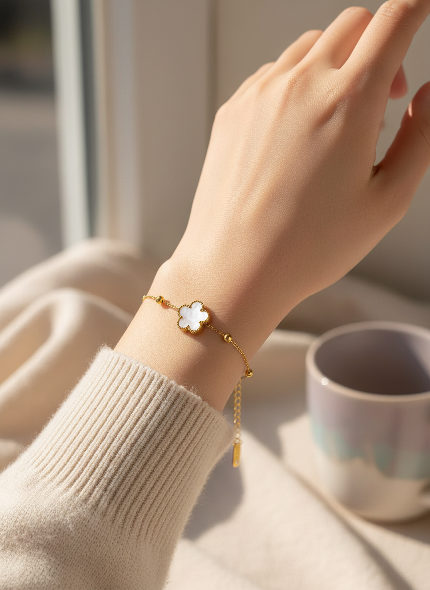 Gold-Plated Stainless Steel Clover Bracelet