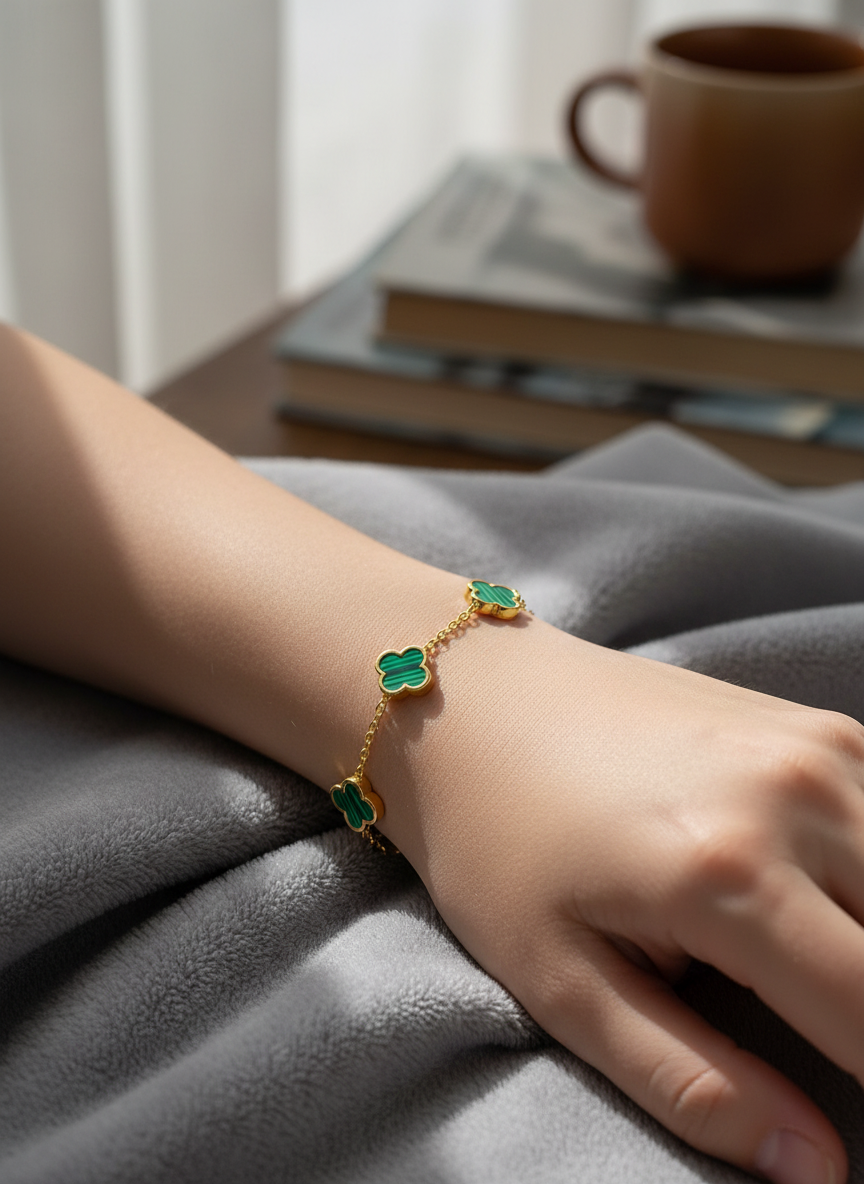 Gold-Plated Stainless Steel Clover Bracelet