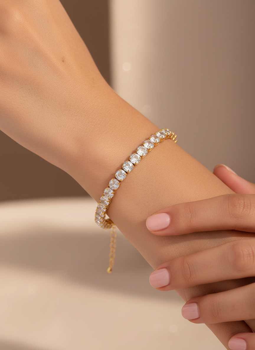 Classic Tennis Bracelet – 18K Gold Plated