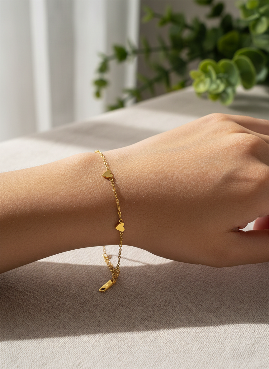 Heart Chain Bracelet | Stainless 18k Gold