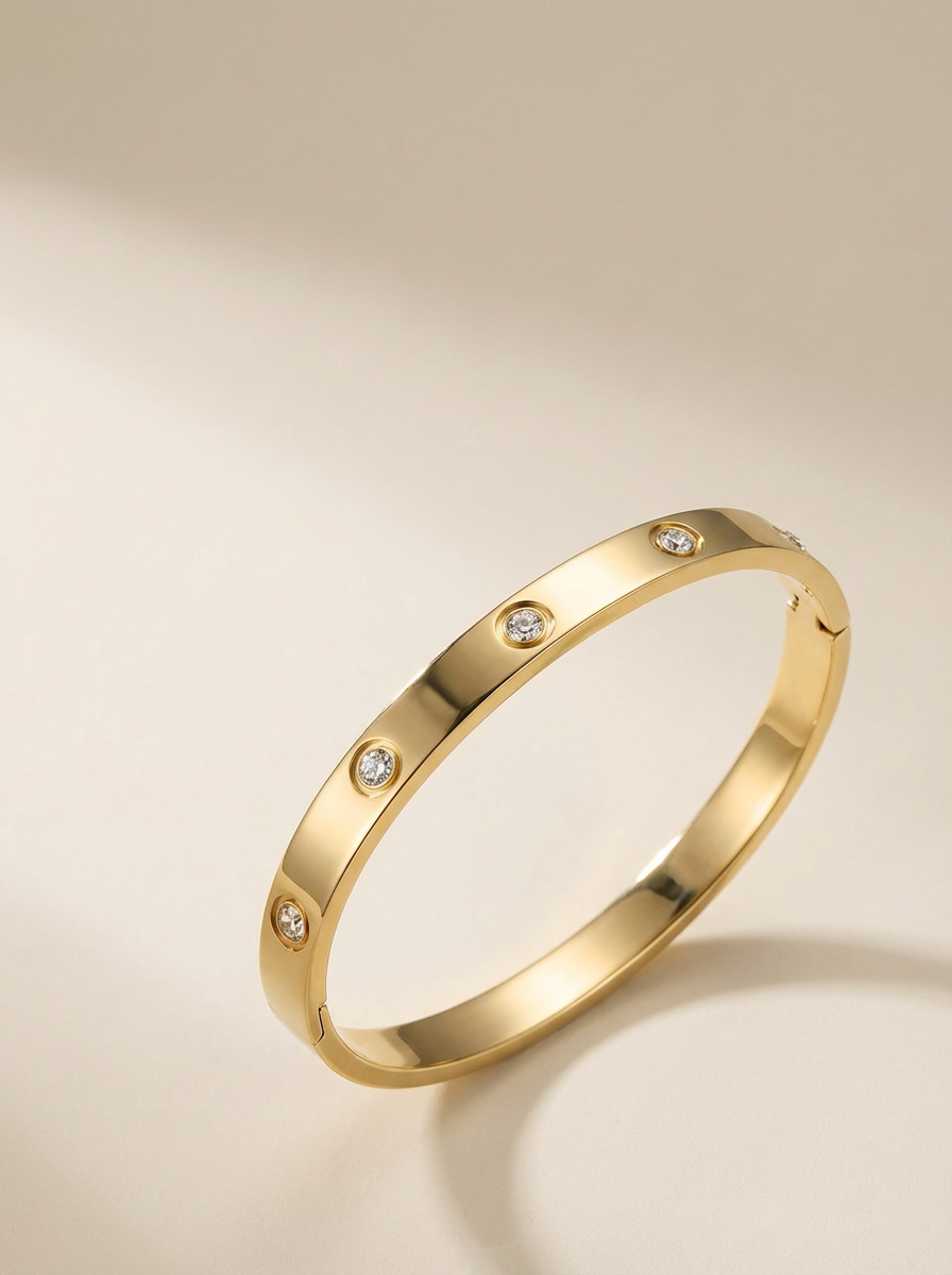 18K Gold Plated Crystal Bangle – Waterproof & Hypoallergenic