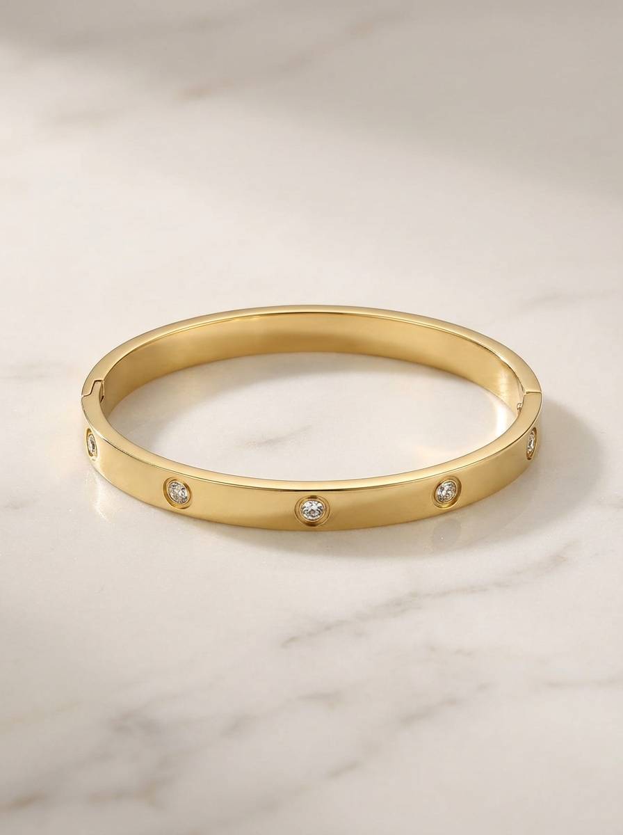 18K Gold Plated Crystal Bangle – Waterproof & Hypoallergenic