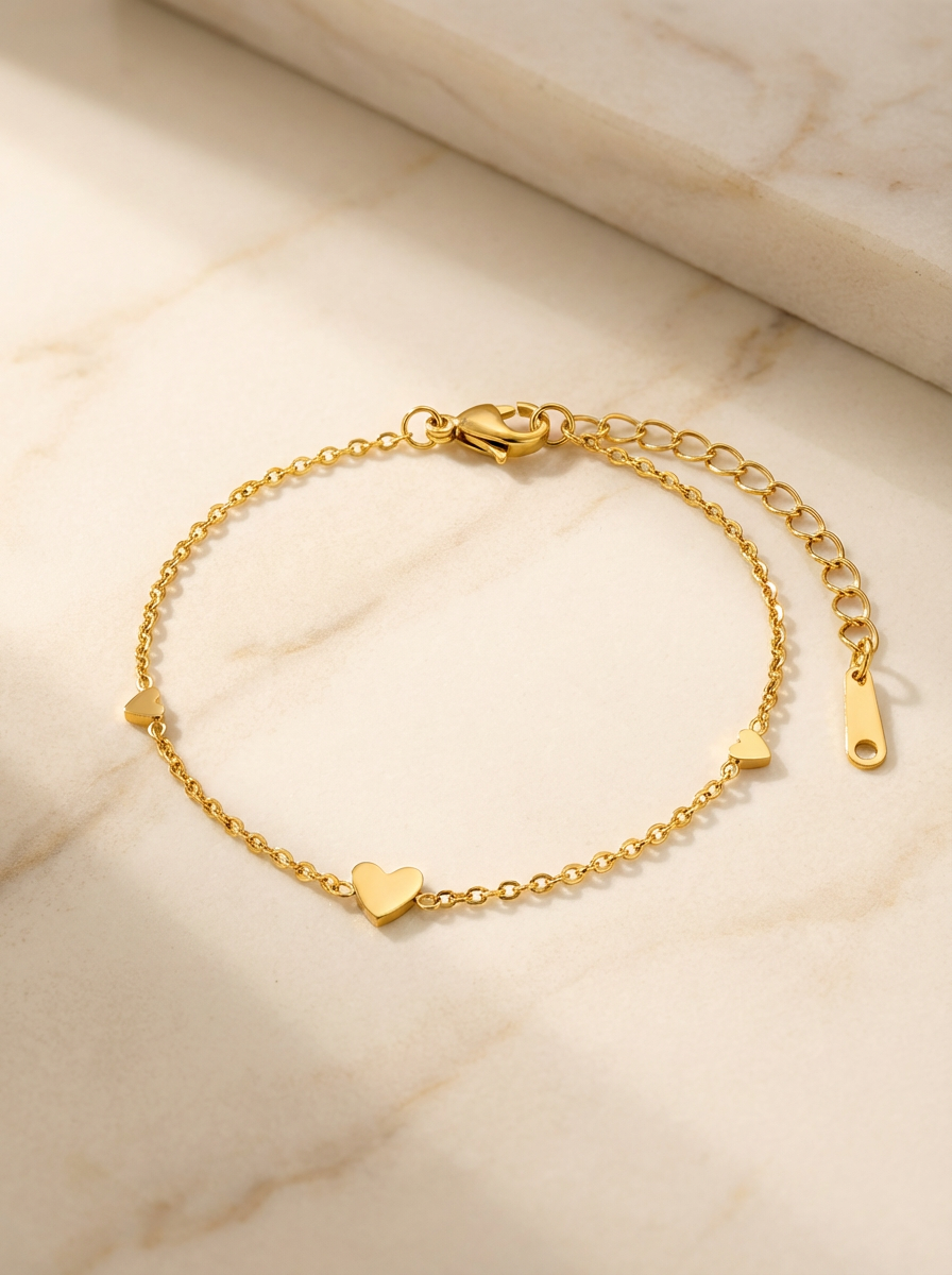 Heart Chain Bracelet | Stainless 18k Gold