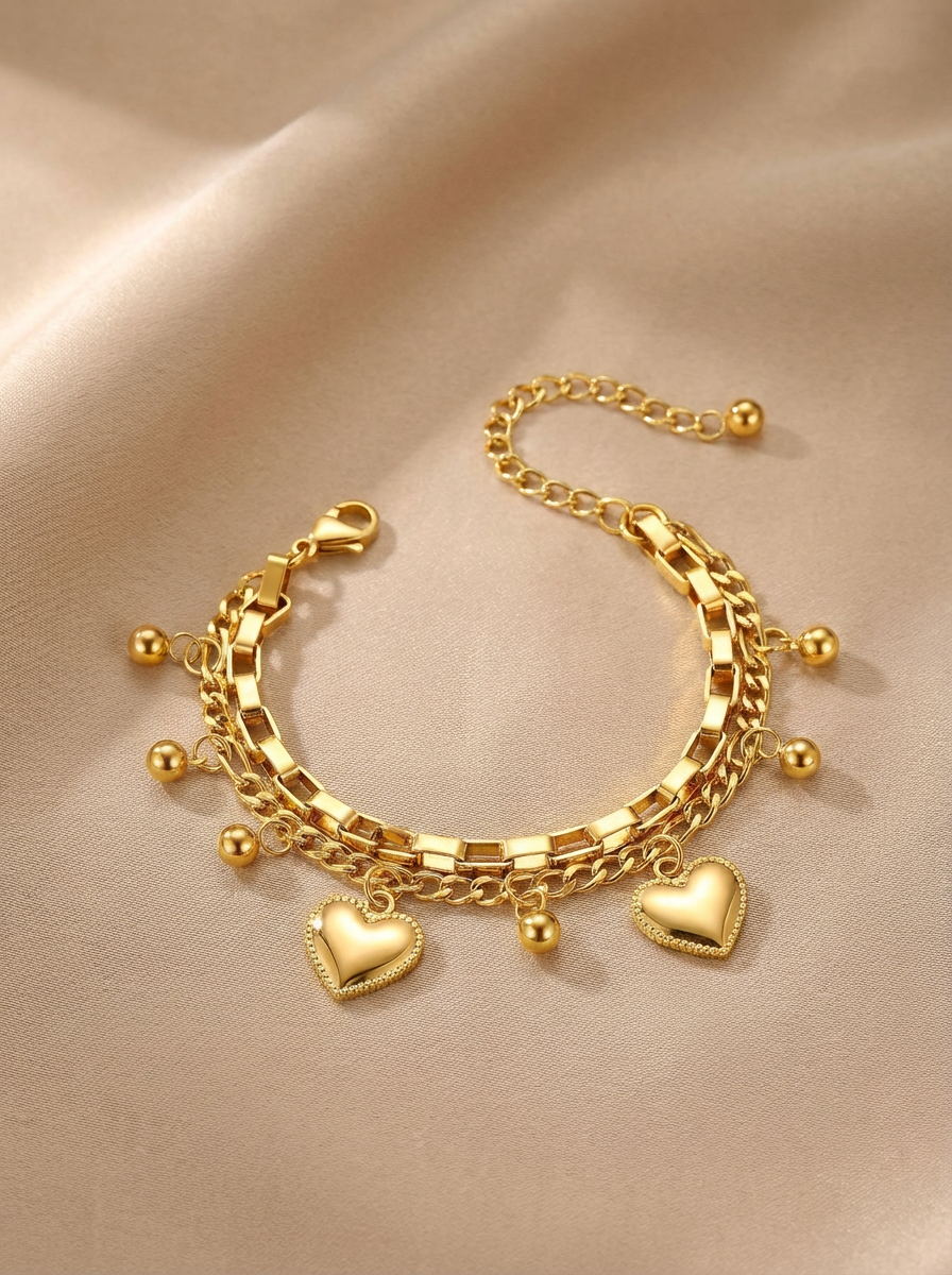 Delicate Heart Bracelet | 18k Gold