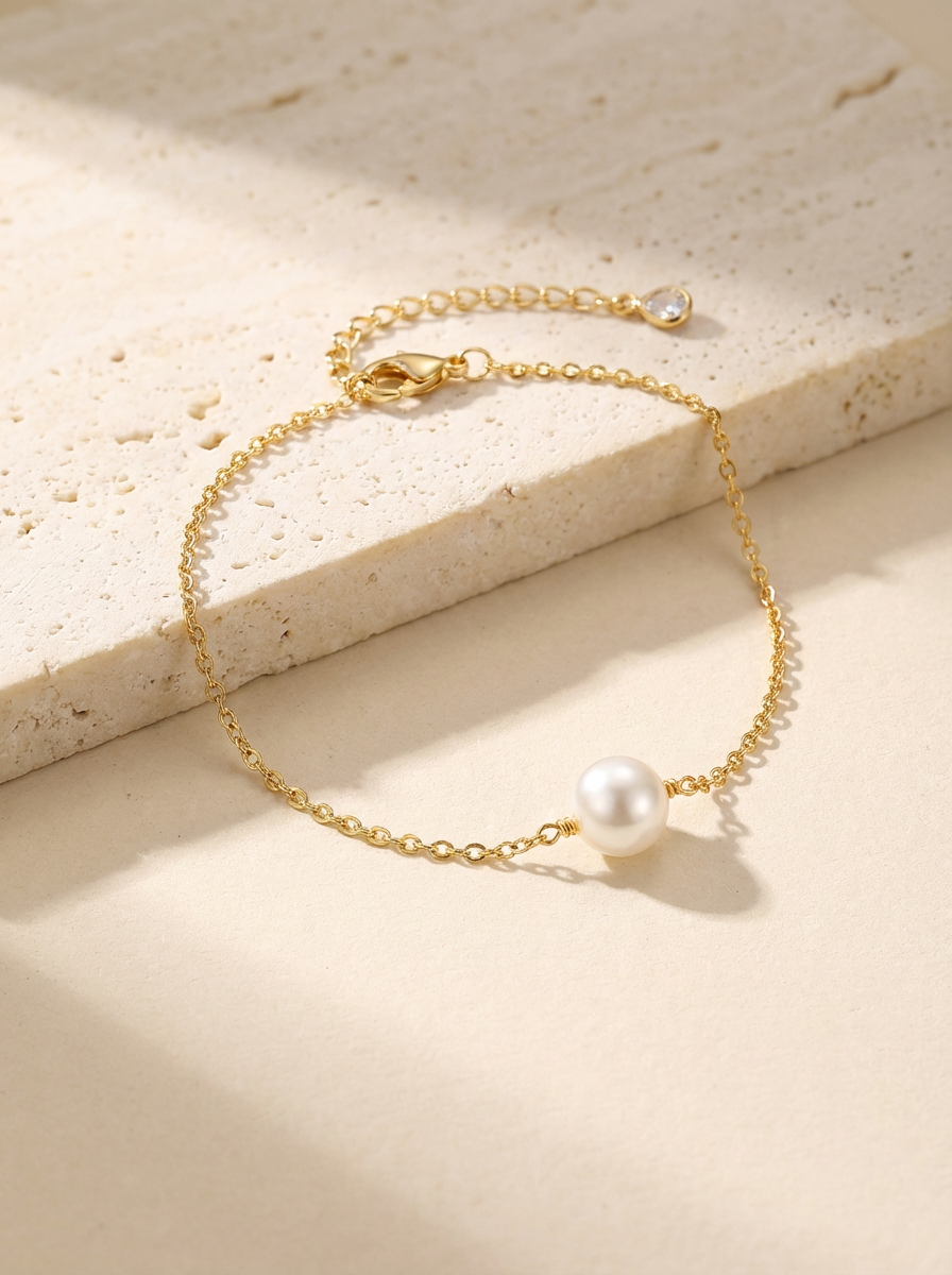 Pearl Chain Bracelet | 18K Gold