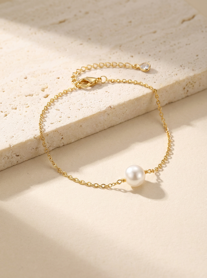 Pearl Chain Bracelet | 18K Gold
