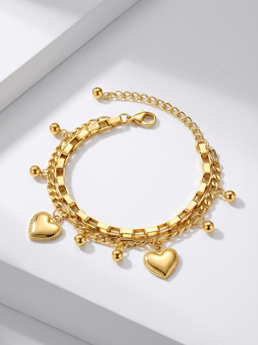 Gold-Plated Stainless Steel Charm Bracelet
