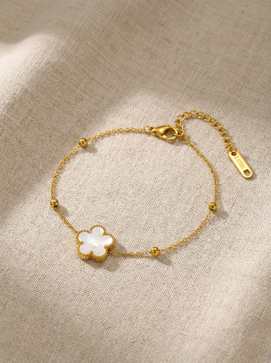 Gold-Plated Stainless Steel Clover Bracelet