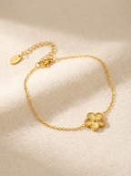 Gold-Plated Stainless Steel Flower Bracelet
