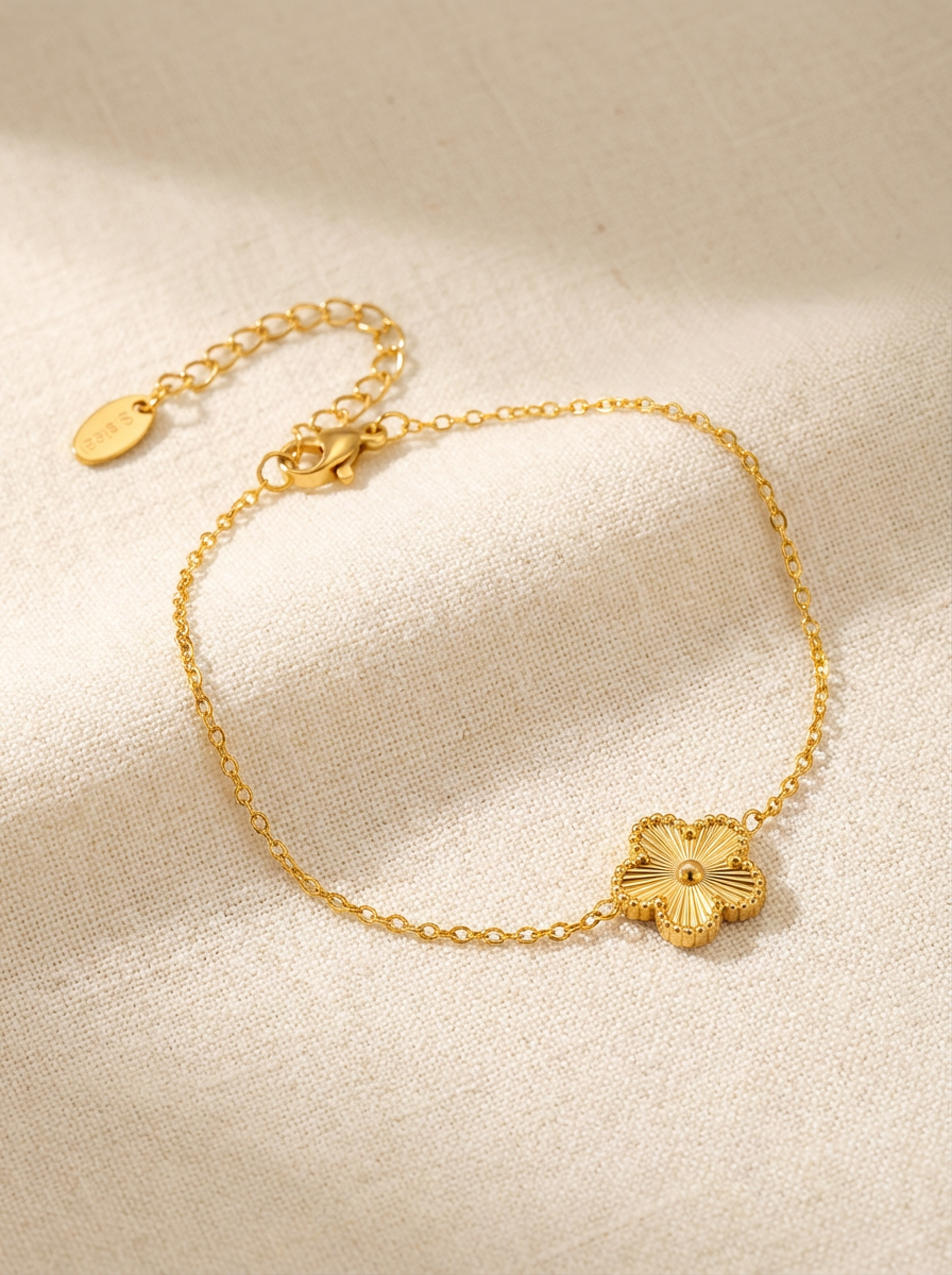 Gold-Plated Stainless Steel Flower Necklace