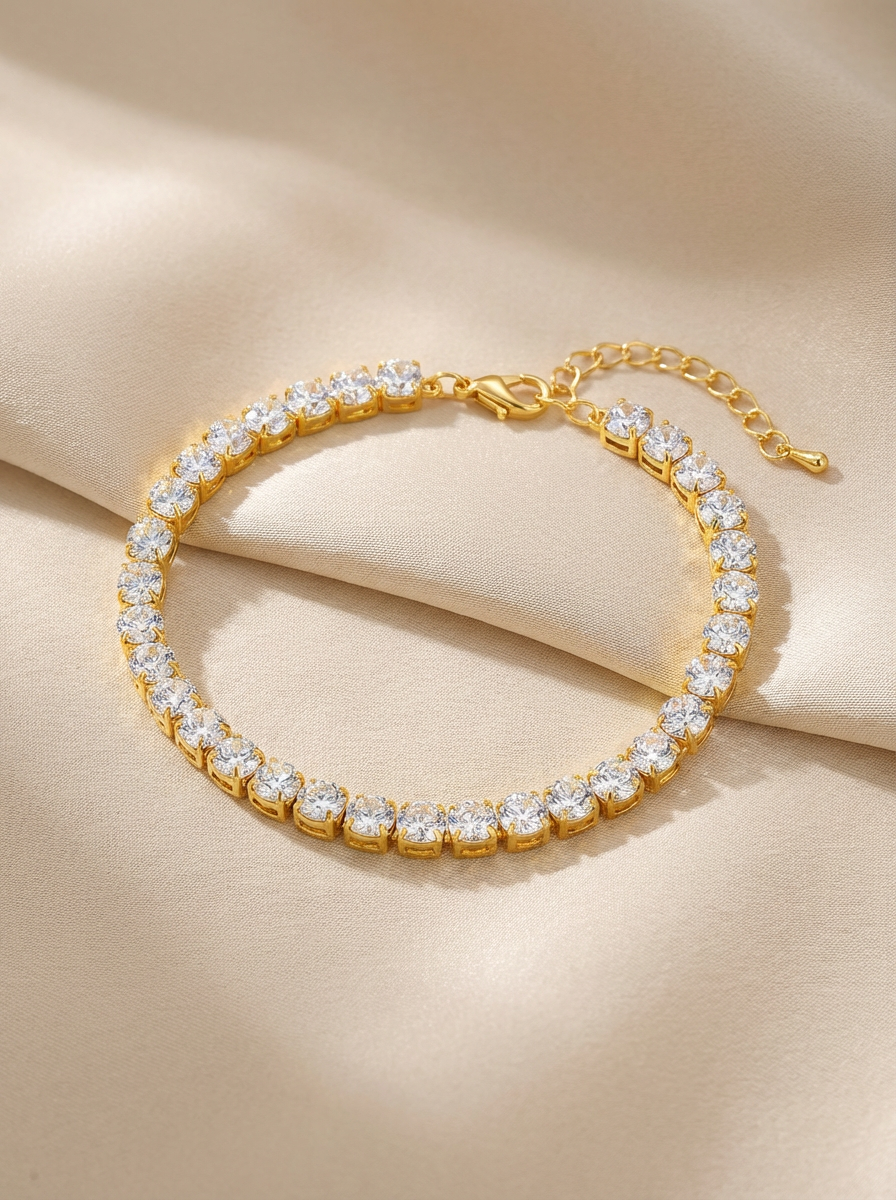 Classic Tennis Bracelet – 18K Gold Plated