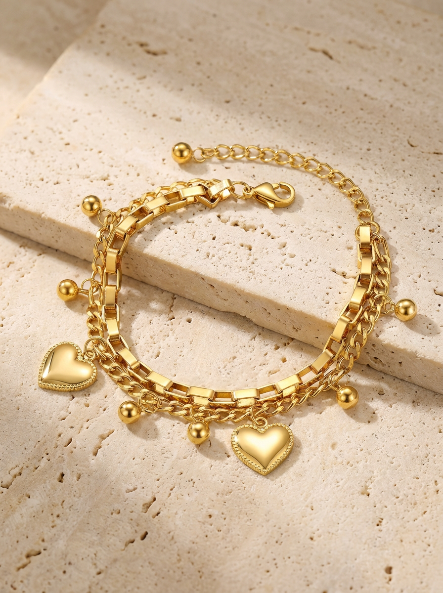 Delicate Heart Bracelet | 18k Gold