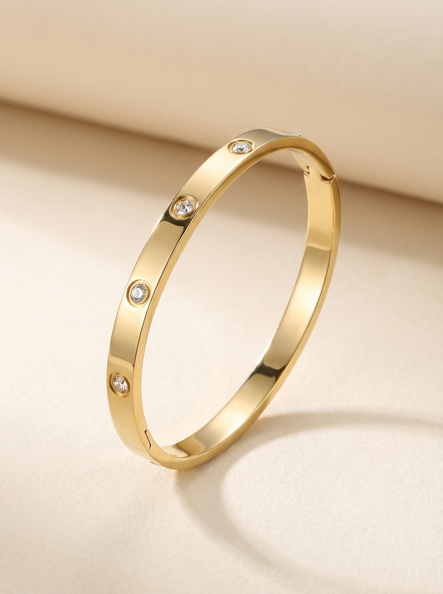 18K Gold Plated Crystal Bangle – Waterproof & Hypoallergenic