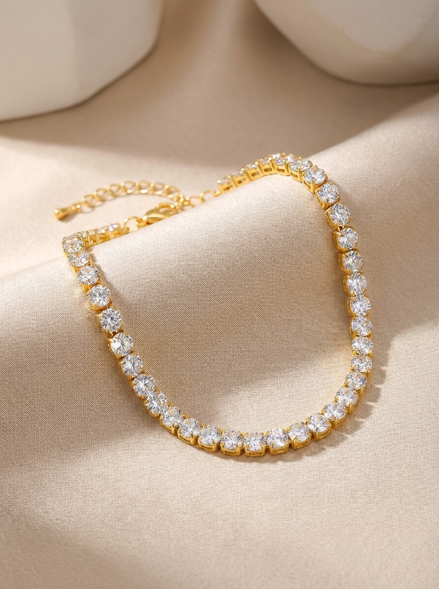 Classic Tennis Bracelet – 18K Gold Plated