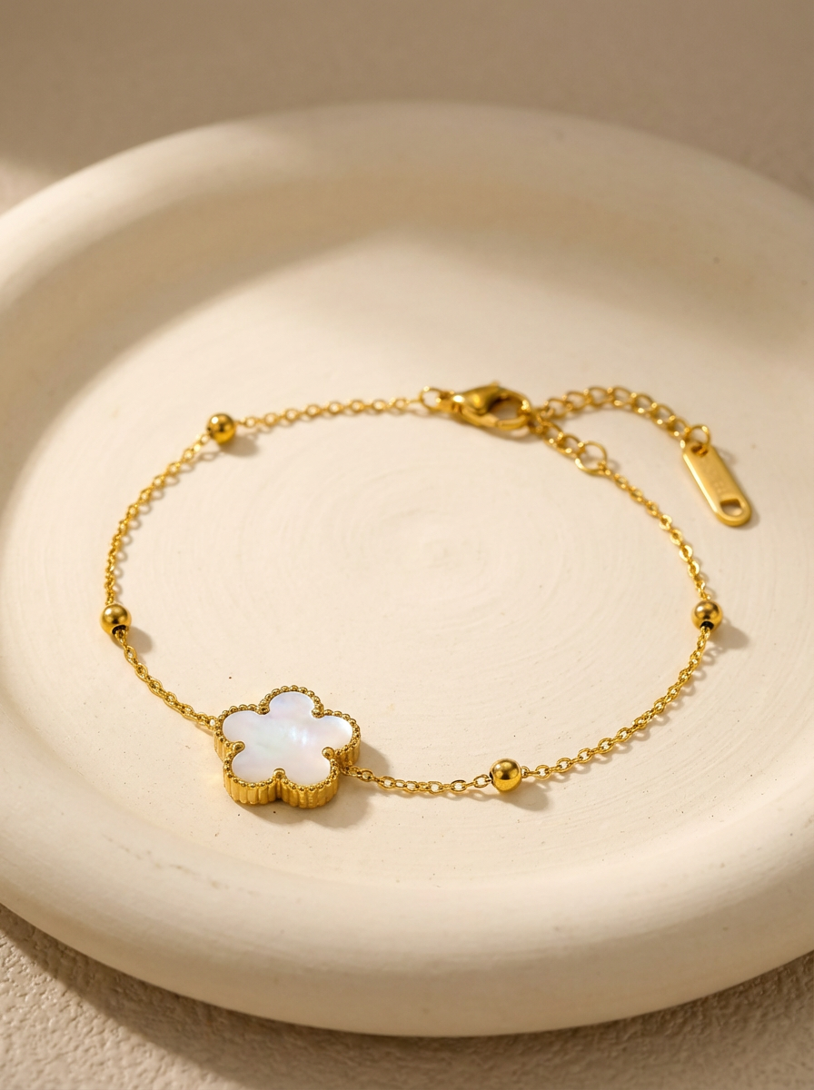 Gold-Plated Stainless Steel Clover Bracelet