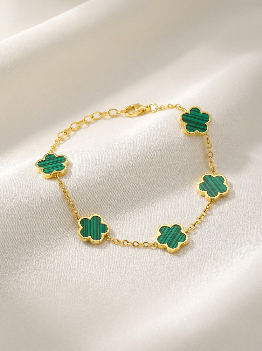 Green Clover Bracelet | 18k Gold
