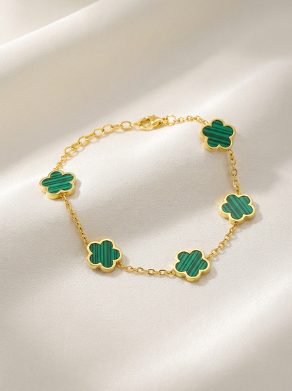 Green Clover Bracelet | 18k Gold