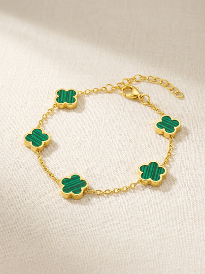 Green Clover Bracelet | 18k Gold