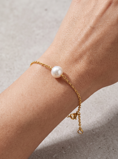 Pearl Chain Bracelet | 18K Gold