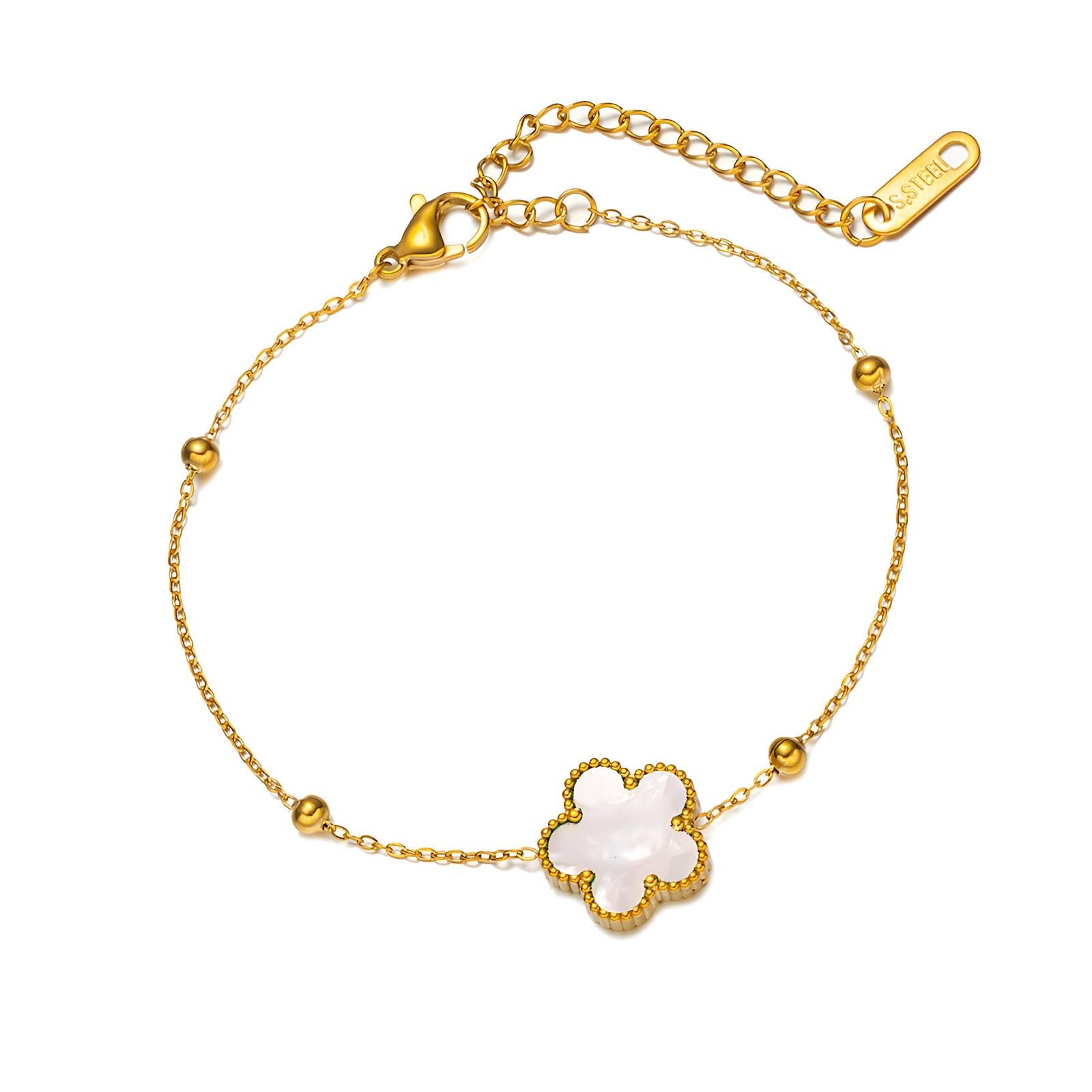 Gold-Plated Stainless Steel Clover Bracelet